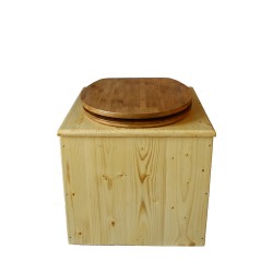 toilette sèche bois huilé complète avec seau inox 14 litres et bavette inox Ø30 cm - abattant bambou