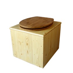 toilette sèche bois huilé complète avec seau inox 14 litres et bavette inox Ø30 cm - abattant bambou
