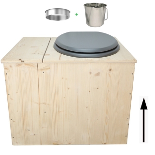 Toilette sèche avec bac à copeaux de bois - La Bac gris inox - modèle rehaussé PMR - hauteur d\'assise 50 cm