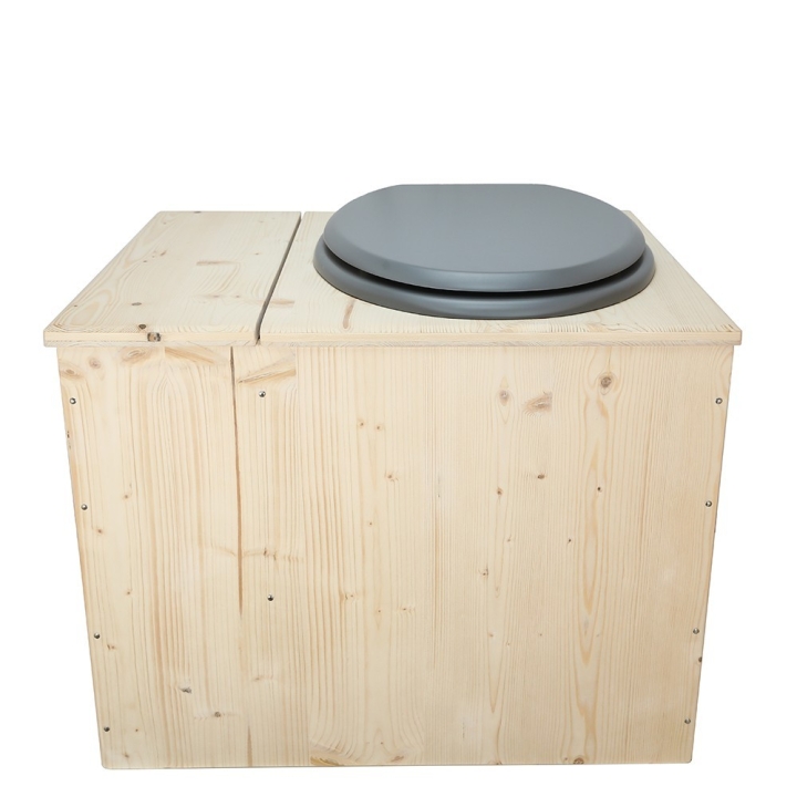  Toilette sèche avec bac à copeaux de bois - La Bac gris inox - modèle rehaussé PMR - hauteur d\'assise 50 cm