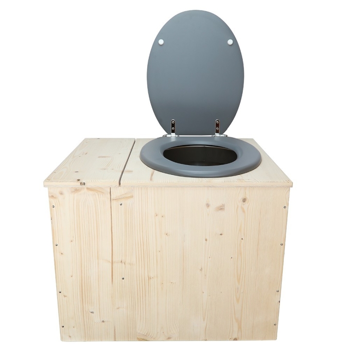  Toilette sèche avec bac à copeaux de bois - La Bac gris inox - modèle rehaussé PMR - hauteur d\'assise 50 cm