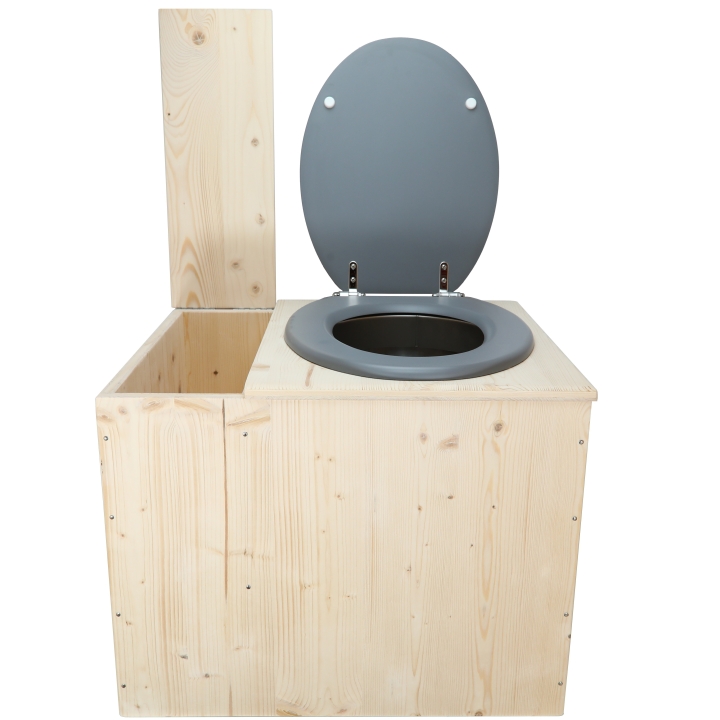  Toilette sèche avec bac à copeaux de bois - La Bac gris inox - modèle rehaussé PMR - hauteur d\'assise 50 cm