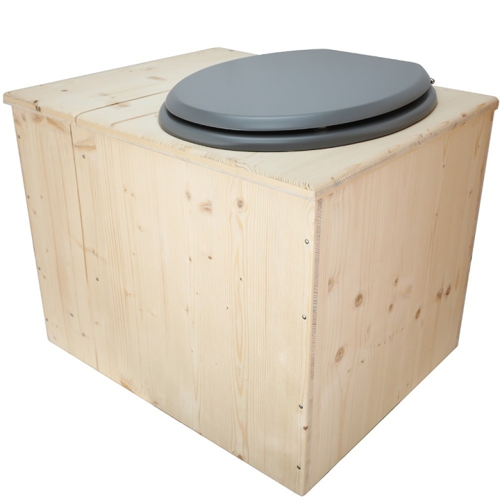  Toilette sèche avec bac à copeaux de bois - La Bac gris inox - modèle rehaussé PMR - hauteur d\'assise 50 cm