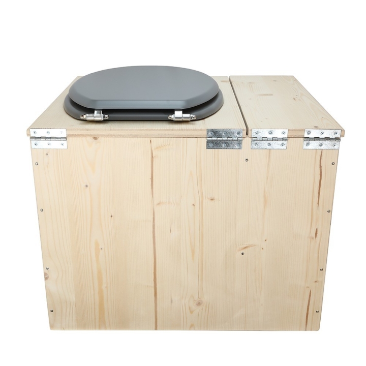  Toilette sèche avec bac à copeaux de bois - La Bac gris inox - modèle rehaussé PMR - hauteur d\'assise 50 cm