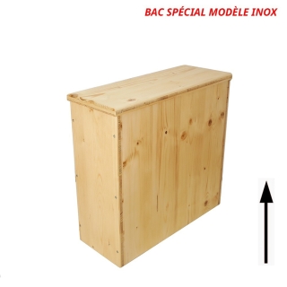 Bac à copeaux de bois avec couvercle pour toilette sèche - modèle huilé spécialement adapté pour la gamme inox rehaussée