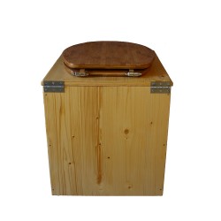 toilette sèche rehaussée en bois huilé complète avec seau inox 14 litres et bavette inox Ø30 cm - abattant bambou