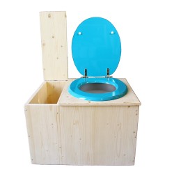Toilette sèche avec bac à copeaux de bois - La Bac Bleu turquoise complète