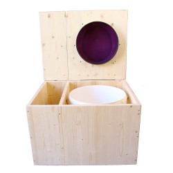 Toilette sèche avec bac à copeaux de bois - La Bac violet prune complète