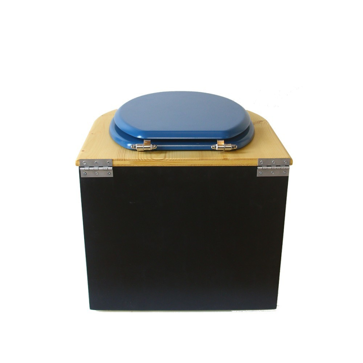 Toilette sèche en bois arrondie noire/huilé avec seau inox
