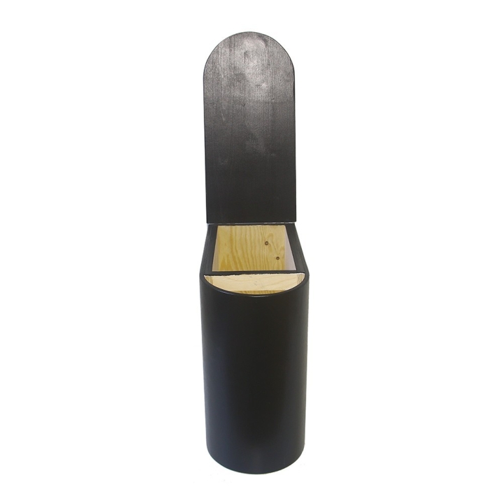  Bac à copeaux de bois arrondi avec couvercle pour toilette sèche - modèle spécial demie lune noire