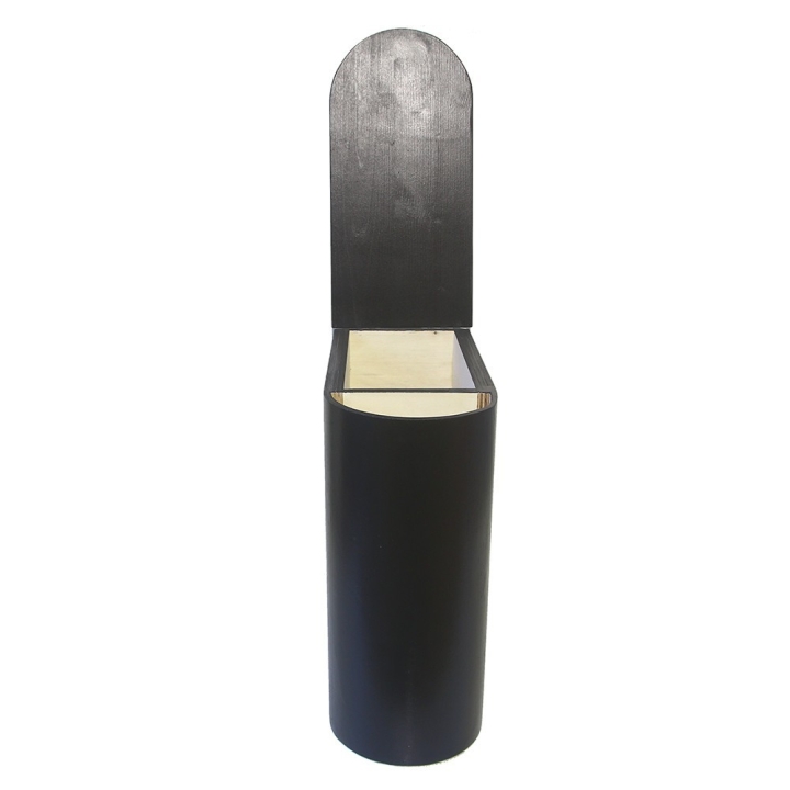  Bac à copeaux de bois arrondi avec couvercle pour toilette sèche - modèle spécial demie lune noire rehaussée