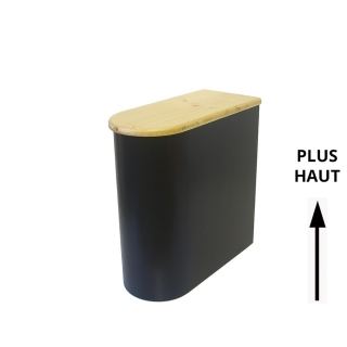 Bac à copeaux de bois arrondie noire avec couvercle huilé pour toilette sèche - modèle spécial demie lune huilé/noire rehaussée