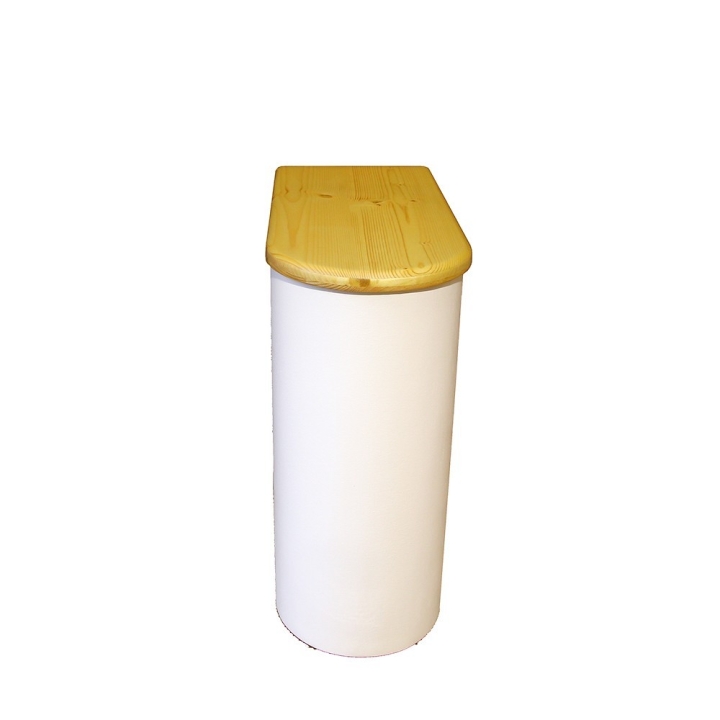  Bac à copeaux de bois arrondie blanc avec couvercle huilé pour toilette sèche - modèle spécial demie lune huilé/blanc rehaussé