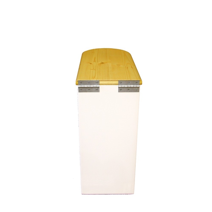  Bac à copeaux de bois arrondie blanc avec couvercle huilé pour toilette sèche - modèle spécial demie lune huilé/blanc rehaussé