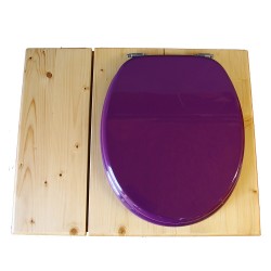 Toilette sèche huilée avec bac à copeaux de bois, bavette inox, seau 22 L - la bac violet prune complète huilée