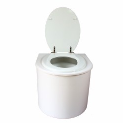 toilette sèche blanche en bois arrondie