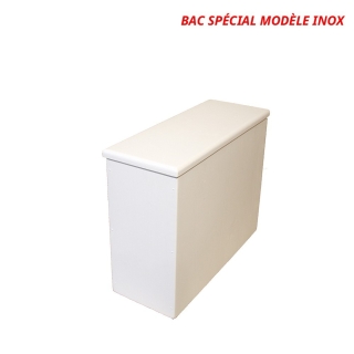 Bac à copeaux de bois blanc avec couvercle pour toilette sèche des gammes inox ou 22L plastique