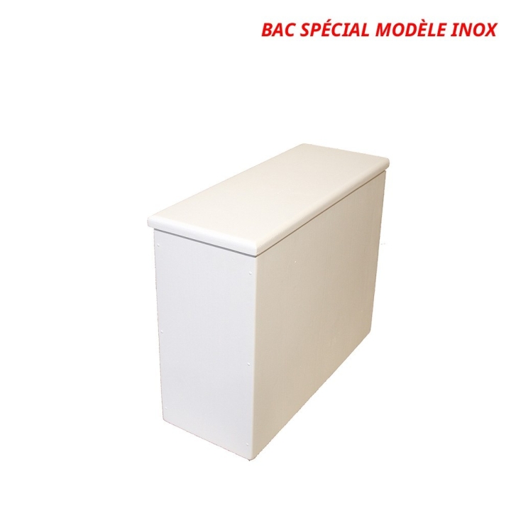 Bac à copeaux de bois blanc avec couvercle pour toilette sèche des gammes inox ou 22L plastique