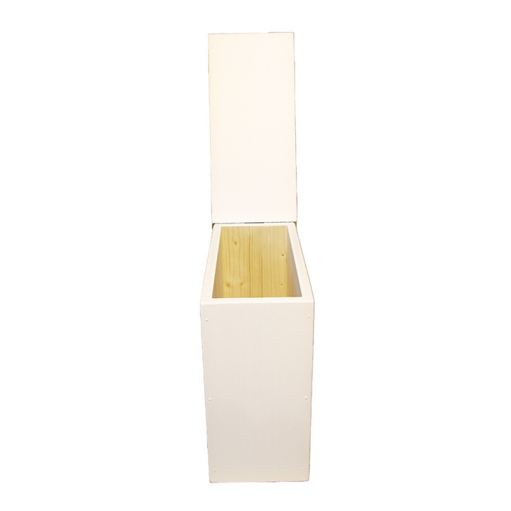  Bac à copeaux de bois blanc avec couvercle pour toilette sèche