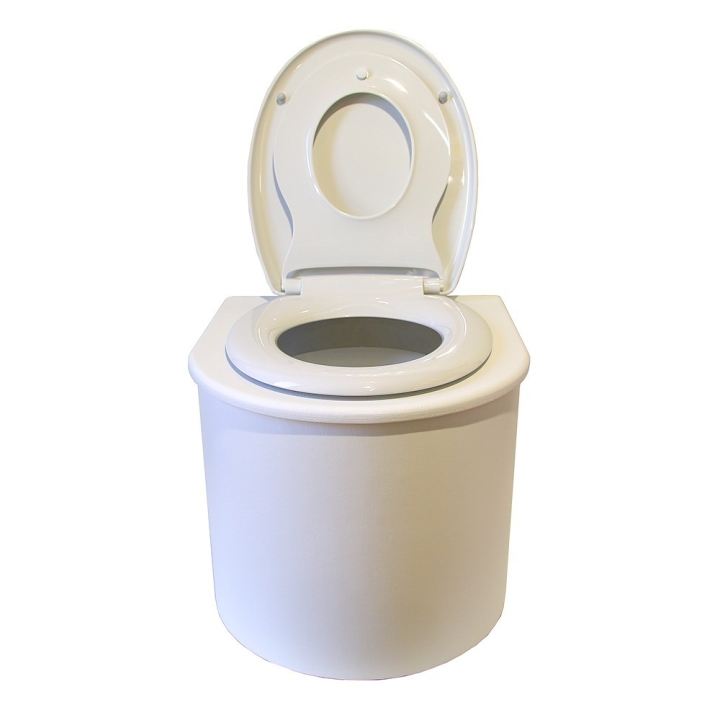  Toilette sèche en bois blanc arrondie avec seau 22L plastique