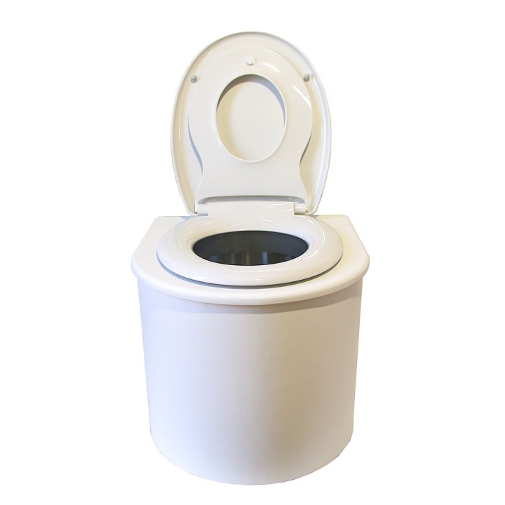  Toilette sèche en bois blanc arrondie avec seau inox
