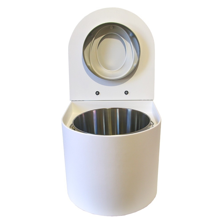  Toilette sèche en bois blanc arrondie avec seau inox
