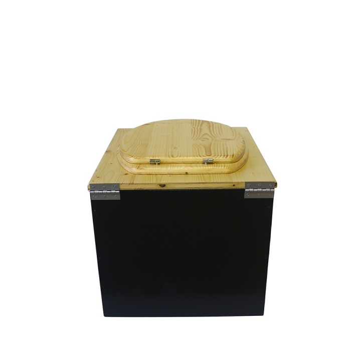  abattant bois huilé. Livré avec bavette inox et seau plastique 22L