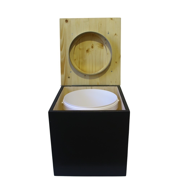  Toilette sèche en bois noire/huilé complète avec seau 20L