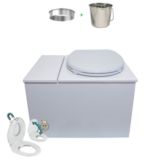 Toilette sèche avec bac à copeaux de bois. bois blanc
