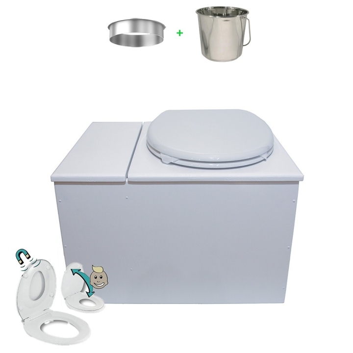 Toilette sèche avec bac à copeaux de bois. bois blanc