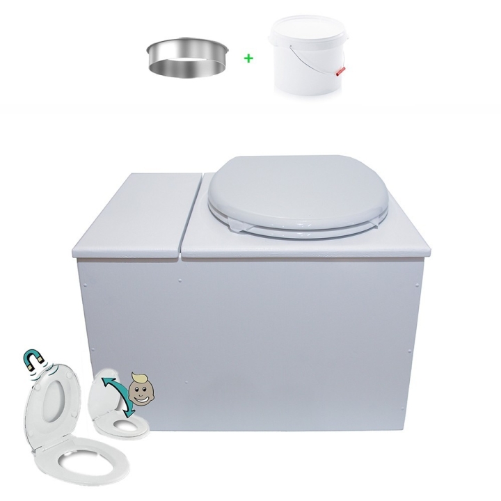 Toilette sèche avec bac à copeaux de bois. bois blanc