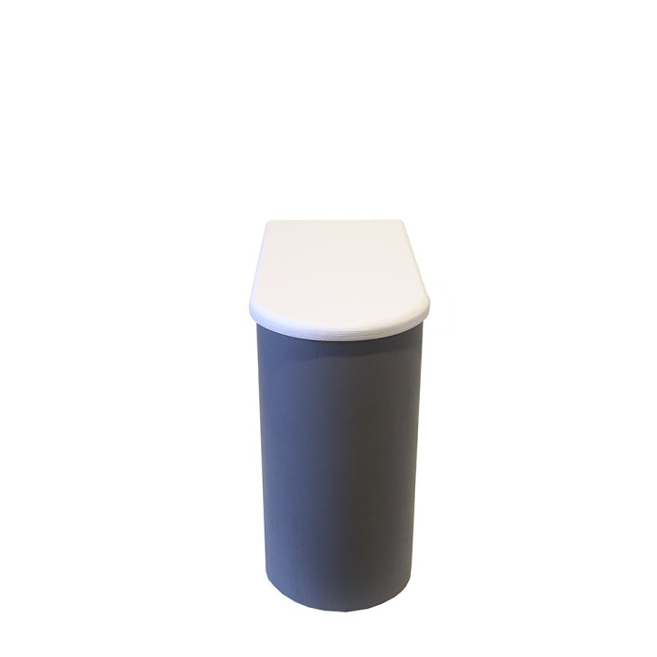  Bac à copeaux de bois gris/blanc arrondi avec couvercle pour toilette sèche