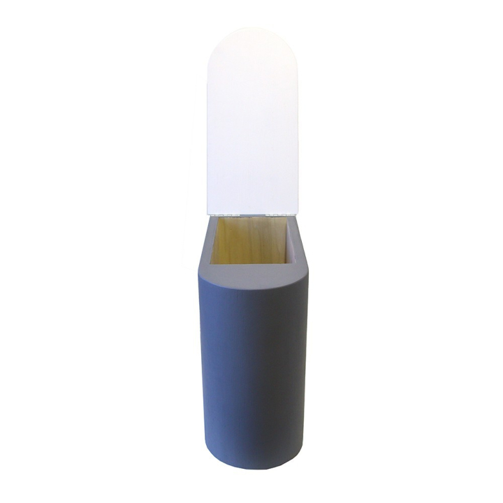  Bac à copeaux de bois gris/blanc arrondi avec couvercle pour toilette sèche