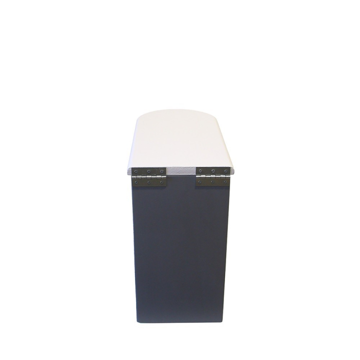  Bac à copeaux de bois gris/blanc arrondi avec couvercle pour toilette sèche