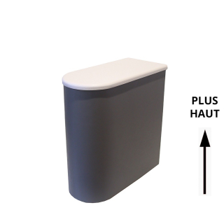 Bac à copeaux de bois gris/blanc arrondi avec couvercle pour toilette sèche - modèle rehaussé