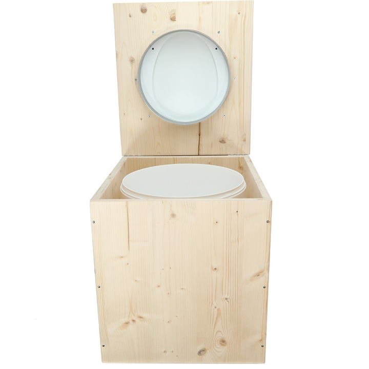  Toilette sèche rehaussée en bois brut complète avec seau plastique 22L