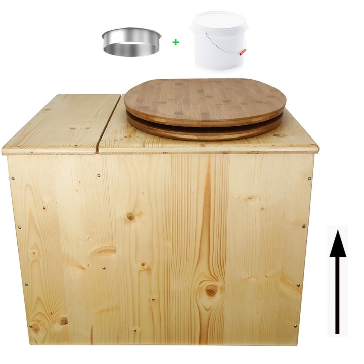 Toilette sèche rehaussée huilée avec bac à copeaux de bois