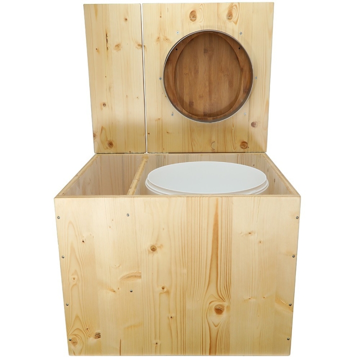  Toilette sèche rehaussée huilée avec bac à copeaux de bois