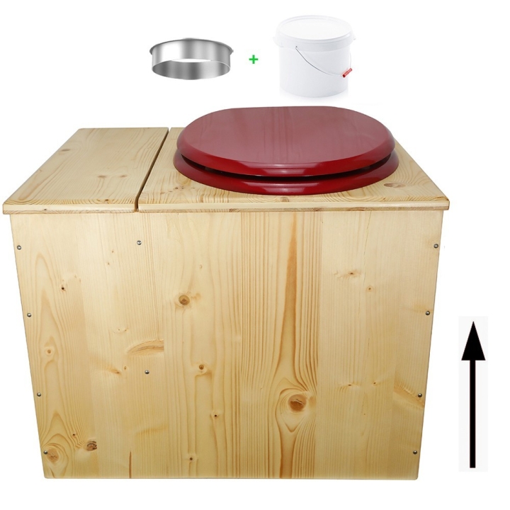 Toilette sèche rehaussée huilée avec bac à copeaux de bois