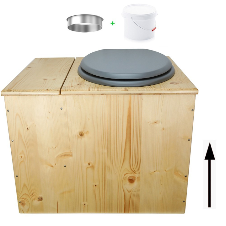 Toilette sèche rehaussée huilée avec bac à copeaux de bois