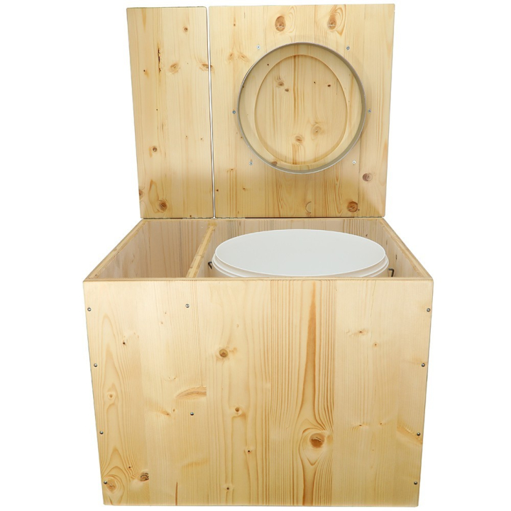  Toilette sèche rehaussée huilée avec bac à copeaux de bois