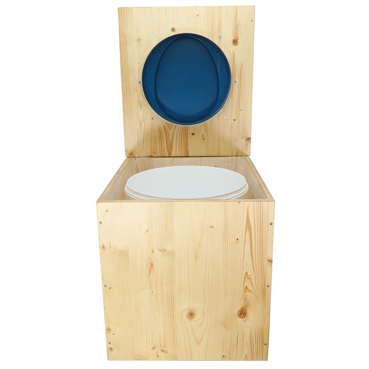  Toilette sèche rehaussée en bois huilé avec bavette inox