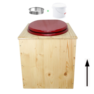 Toilette sèche rehaussée en bois huilé avec bavette inox