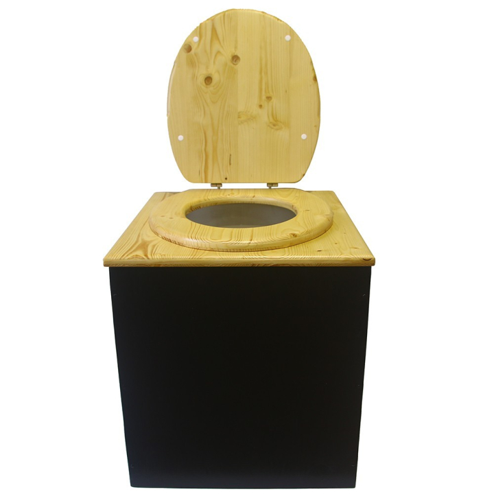  abattant bois huilé. Livré avec bavette inox et seau plastique 22L