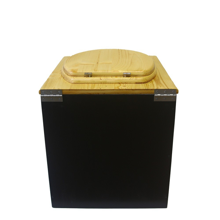  abattant bois huilé. Livré avec bavette inox et seau plastique 22L