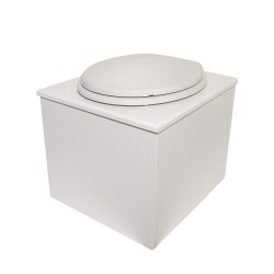 Toilette sèche "2en1", abattant blanc avec réducteur enfant intégré, seau 22L plastique, bavette inox - Modèle peinture blanche