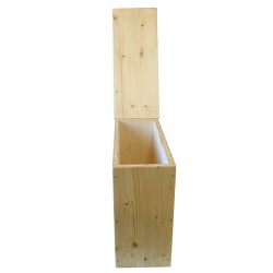 Bac à copeaux de bois avec couvercle pour toilette sèche - modèle huilé spécialement adapté pour la gamme inox