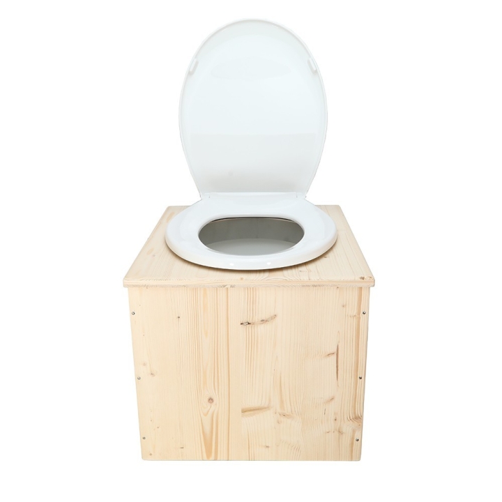  Toilette sèche en bois brut avec seau plastique 22L