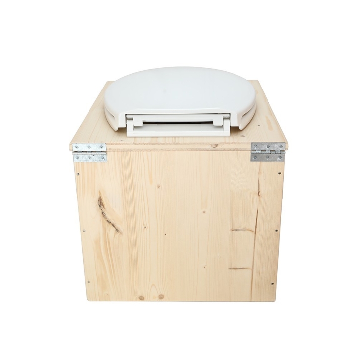  Toilette sèche en bois brut avec seau plastique 22L