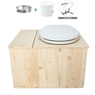 Toilette sèche avec bac en bois brut